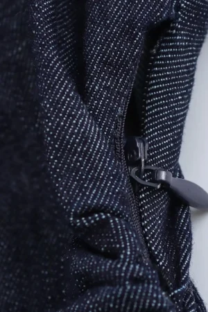 ETJ 2025 Spring New 1975 series denim MIDI dress with lapel side zipper fashion wrinkle waist slim elegant dress