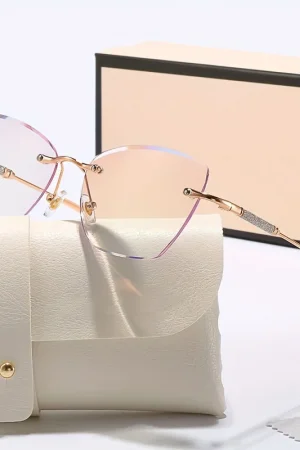 Fashion Cutting Frameless Presbyopia Glasses Big Frame Cat Eyes Reading Glasses For Women Eyewear +1.0+1.5+2.0+3.0+3.5+4.0