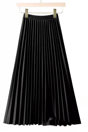 Ladies Fashion Casual Long Skirt Elegant Vintage Pleated Skirts Women Temperament Party Wear Faldas Woman Clothing Streetwear