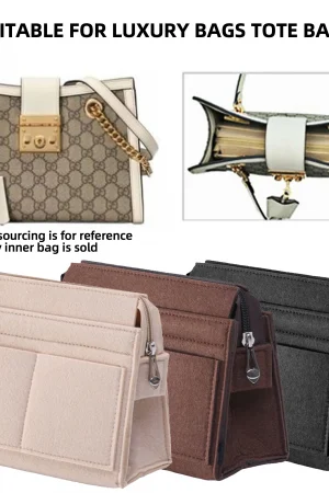 Purse Organizer Insert, Multi-Pocket Felt Bag Organizer For Handbag Tote Bag Purse Organizer