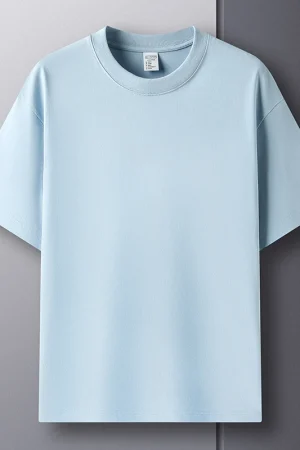 100% pure cotton summer high-end brand men's short sleeve round neck fashionable style half sleeved top breathable T-shirt