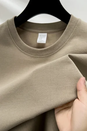 100% pure cotton summer high-end brand men's short sleeve round neck fashionable style half sleeved top breathable T-shirt