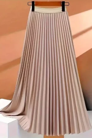 Ladies Fashion Casual Long Skirt Elegant Vintage Pleated Skirts Women Temperament Party Wear Faldas Woman Clothing Streetwear