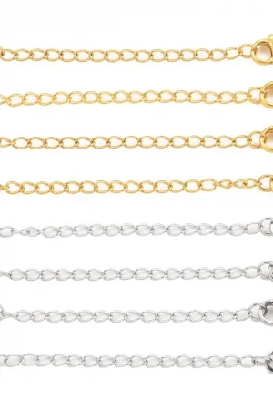 10pcs Stainless Steel Extension Extended Tail Chains With Lobster Clasps For Bracelet Necklace DIY Jewelry Making Supplies