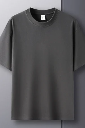 100% pure cotton summer high-end brand men's short sleeve round neck fashionable style half sleeved top breathable T-shirt