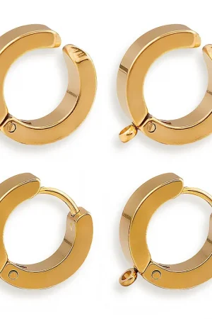 10pcs Gold Stainless Steel Hoop Earrings Hooks Round Earring Post for Women DIY Earrings Making Supplies Jewelry Accessories