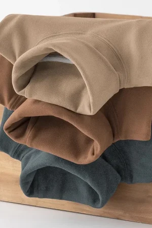 Thickened German Velvet Men's Thermal Underwear Long Sleeve High Collar T-Shirt Warm Base Shirt Autumn Winter Polyester Fiber