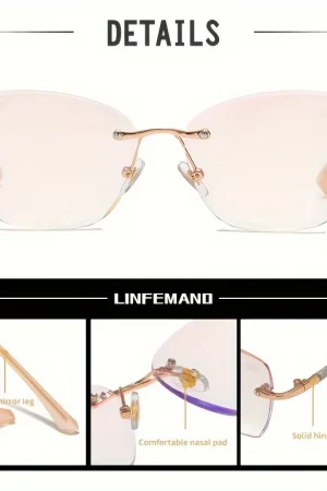 Fashion Cutting Frameless Presbyopia Glasses Big Frame Cat Eyes Reading Glasses For Women Eyewear +1.0+1.5+2.0+3.0+3.5+4.0