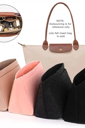 Felt Insert Bag Fits For Longchamp Handbag Liner Bag Felt Cloth Makeup Bag Support Travel Portable Insert Purse Organizer
