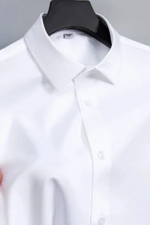 New Anti-Wrinkle Men Shirts Long Sleeve Dress Shirts For Men Slim Fit Camisa Social Business Blouse White Office Shirt S-6XL